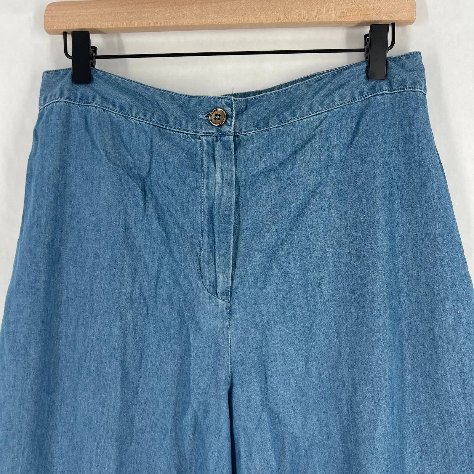 The Edit Seventeen Wide Leg Jeans Women 13 Blue Chambray Denim Cotton High Rise Size undefined - Image 2