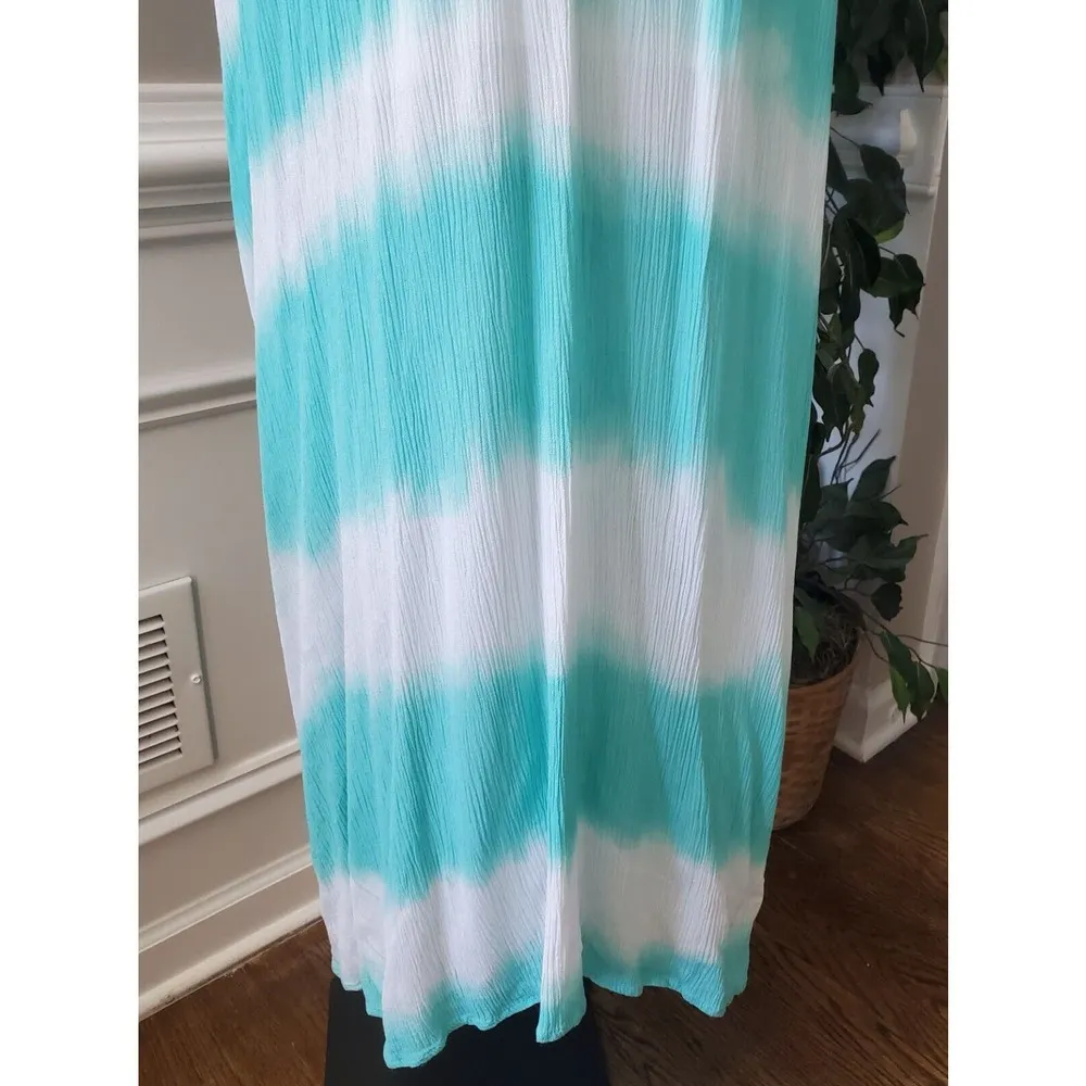 Vanilla Bay Womens Blue White Rayon Scoop Neck Sleeveless Long Maxi Dress Large - Image 5