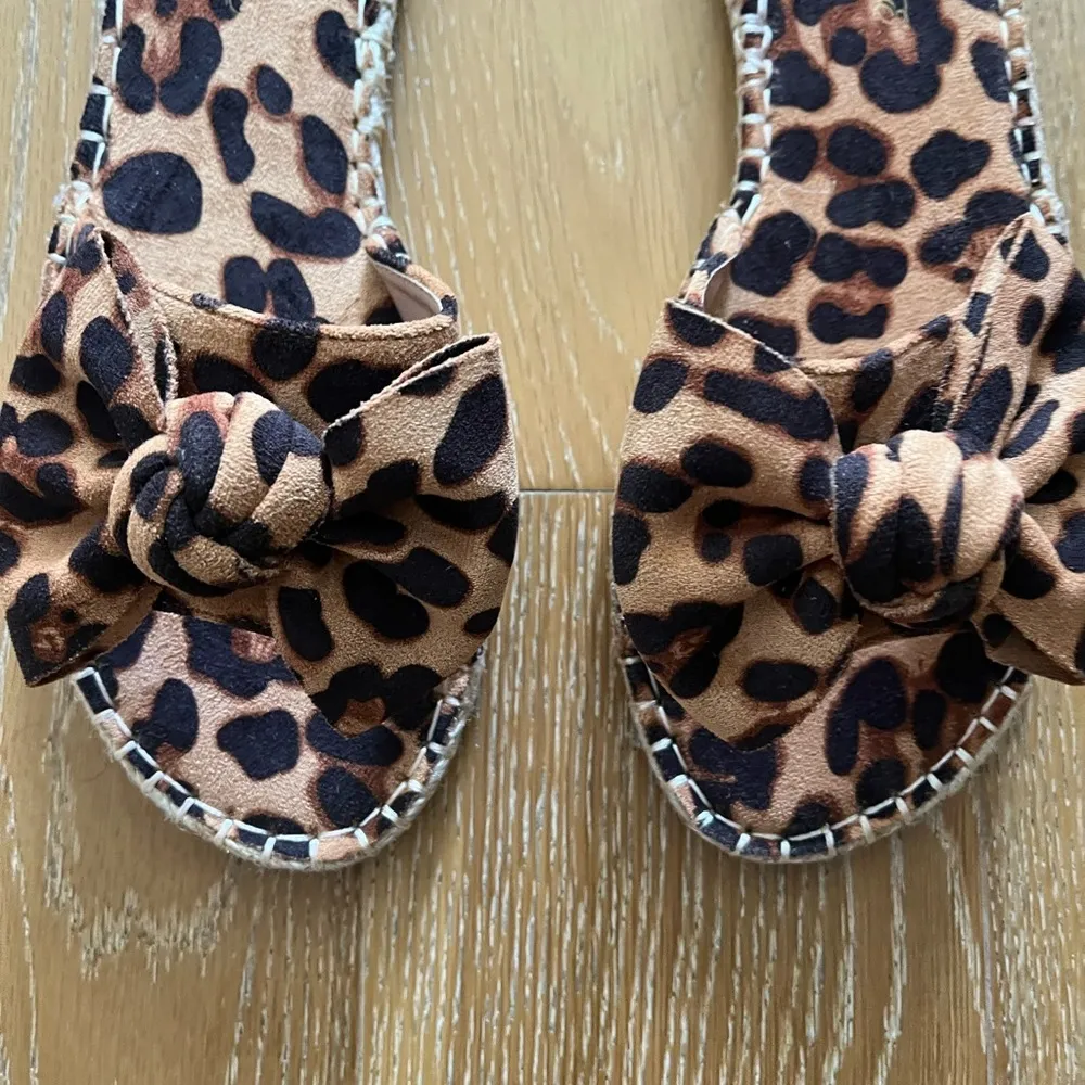 Fisace women’s espadrilles slip on front bow animal print Black Size 7 - Image 5