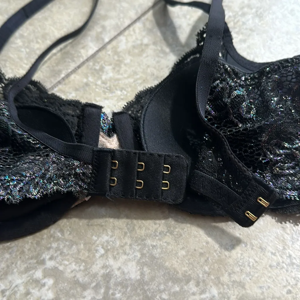 Victoria’s Secret Very Sexy‎ Black Lace Beaded Metallic Bra - Image 7