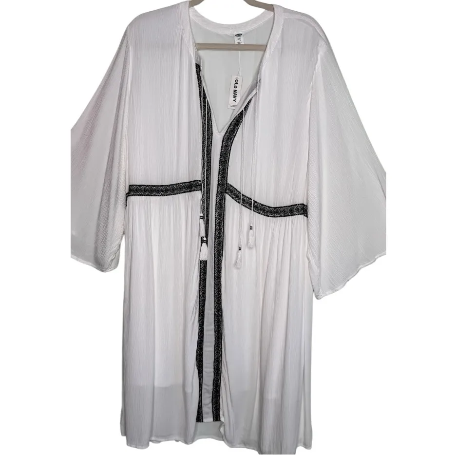 Old Navy Boho White With Embroidered Detail Bohemian Short Dress XXL NWT - Image 2