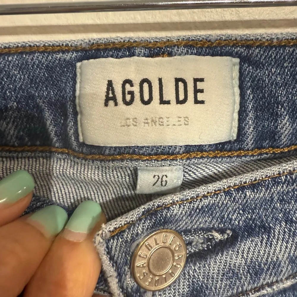 AGOLDE Blue Distressed Nico High Rise Jeans Sz 26 - Image 6