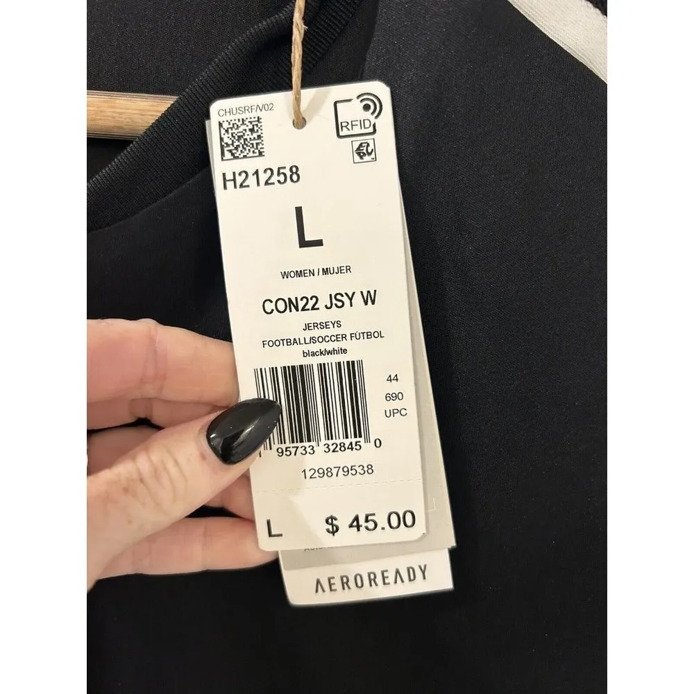 Adidas Black & White Game Jersey Aeroready Women Size Large NWT Football Soccer - Image 5