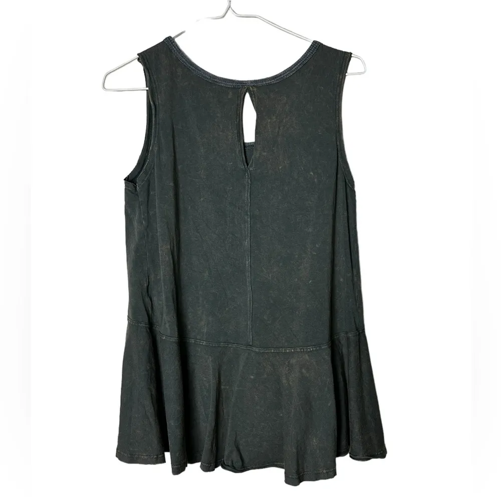 Free People Acid Wash Gray Sleeveless Tee T-Shirt Boho Grunge Festival Size S - Image 4