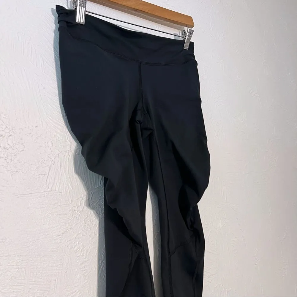 LULULEMON Womens Black Ruched Capri Cropped Leggings Size 6 - Image 3