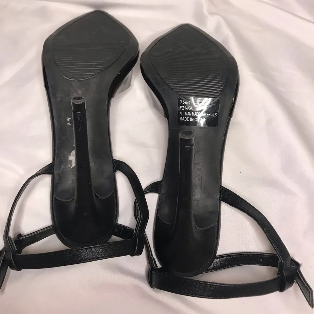 Forever21 Women’s Black Pointed Toe Pump Open Heel Translucent Size 7.5 - Image 7