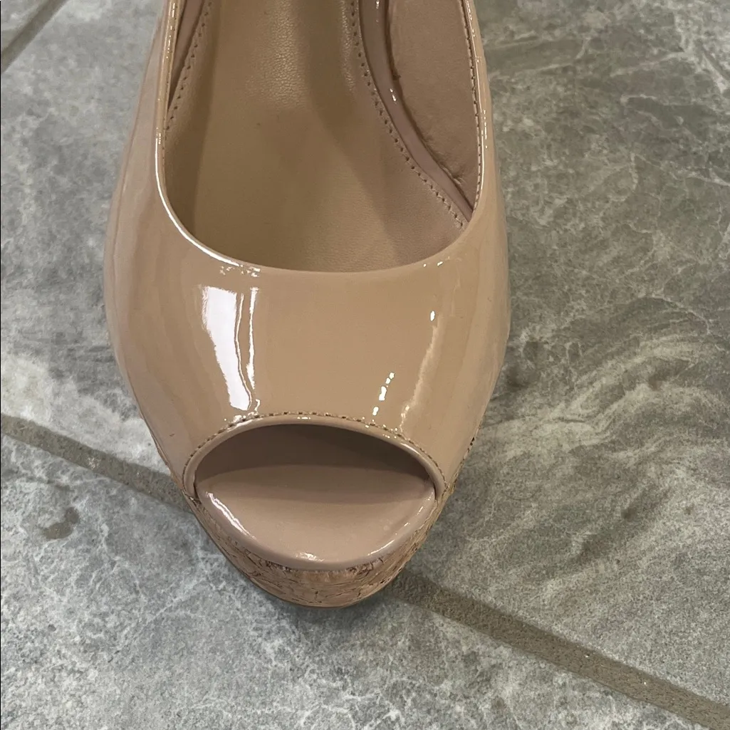 ANTONIO MELANI Nude Patent Wedge Sandals - Image 5