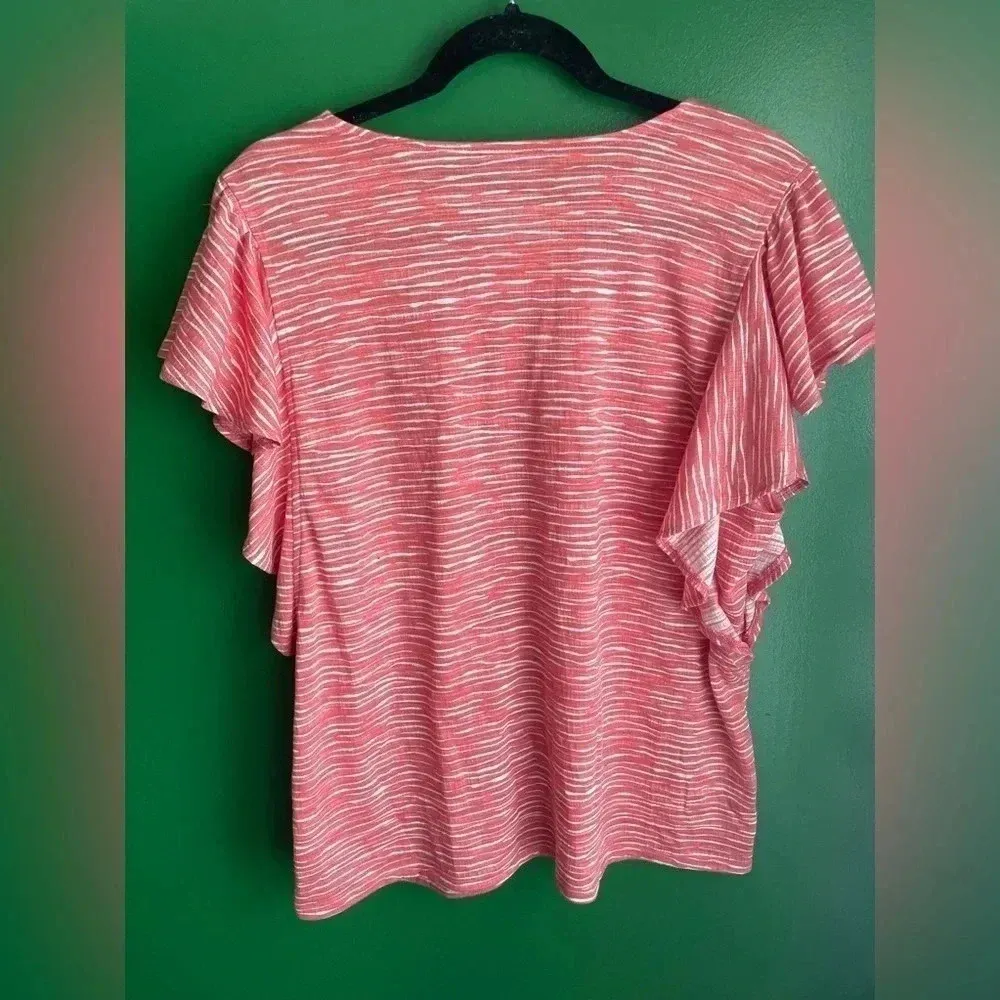 Nine West Top Tee shirt Tshirt Ruffled Sleeve Plus Size‎ XL Cute! EUC! - Image 4