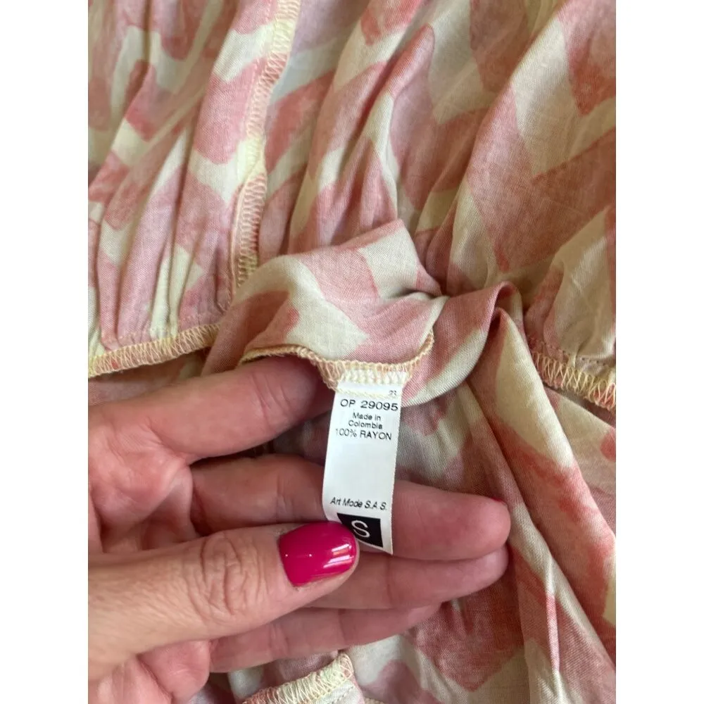 Maaji Chevron Cover Up Mini Dress Orange Yellow Womens Size Small - Image 7