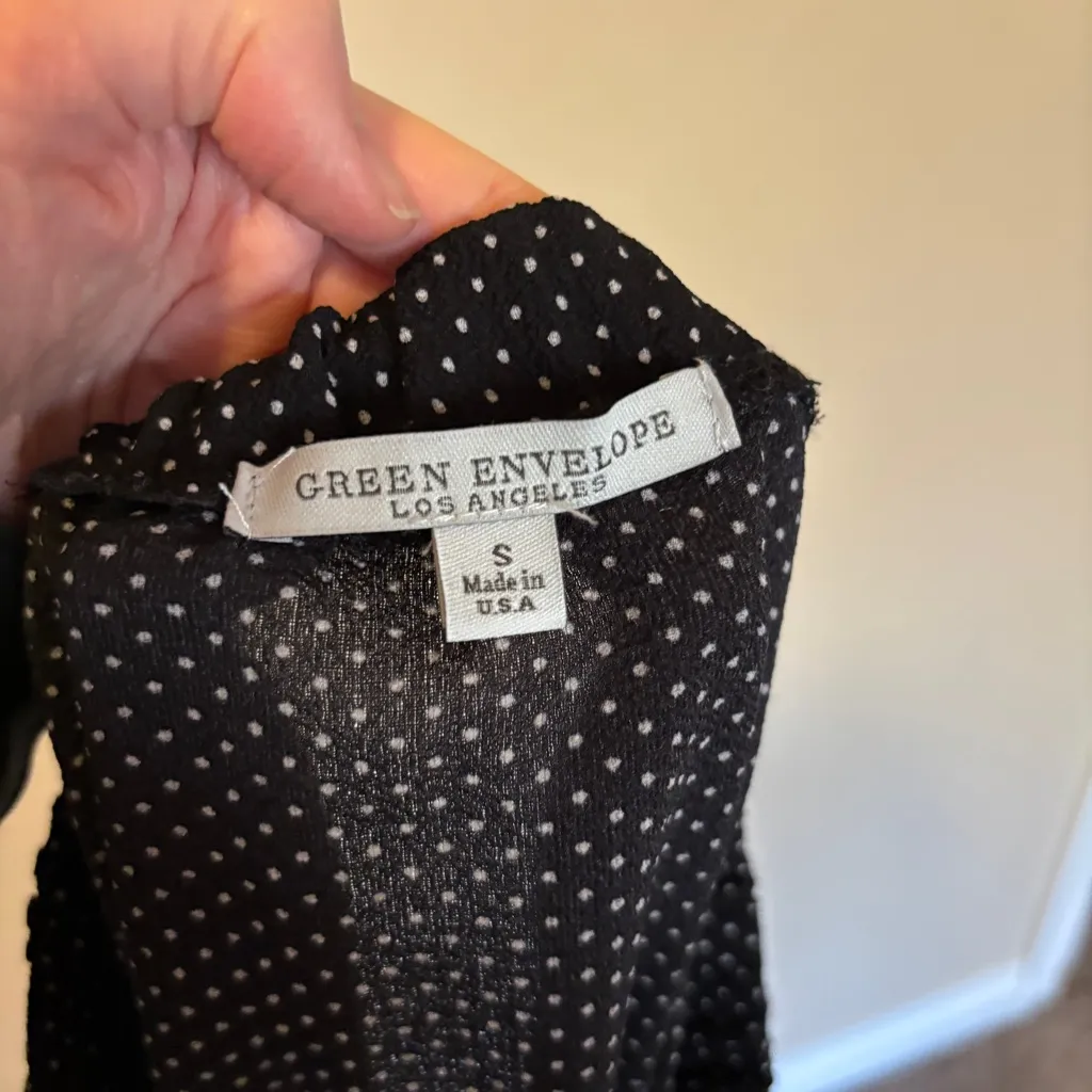 Green Envelope Black Polka Dot Midi Skirt - Image 7