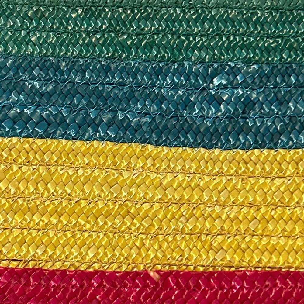 LS Ayers Vintage Purse Red Woven Straw Vintage Rainbow Made in Italy Striped - Image 2