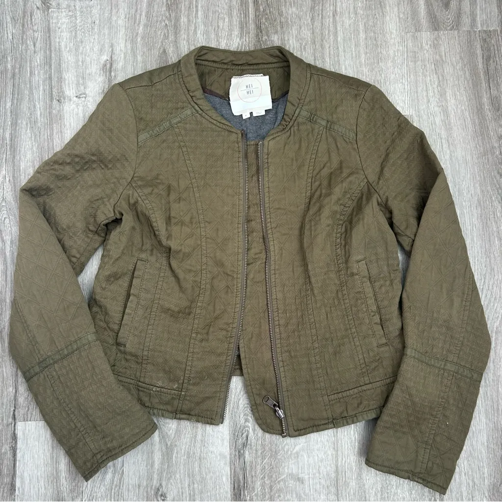 Hei Hei By Anthropologie Army Green Riding Jacket Zip up Oversized Size M Size M - Image 4