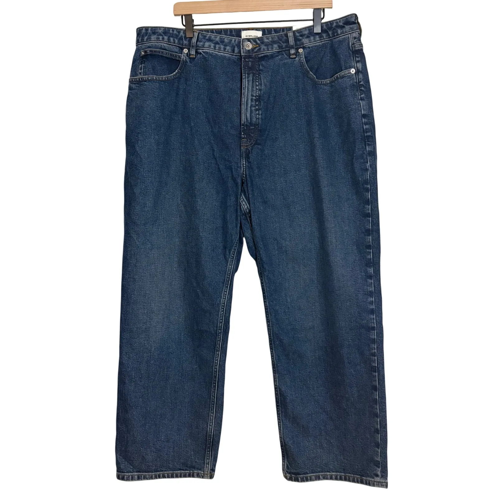 Everlane The Way High Jean 2.0 Dark Indigo Straight Leg Women's Size 35 - Image 2