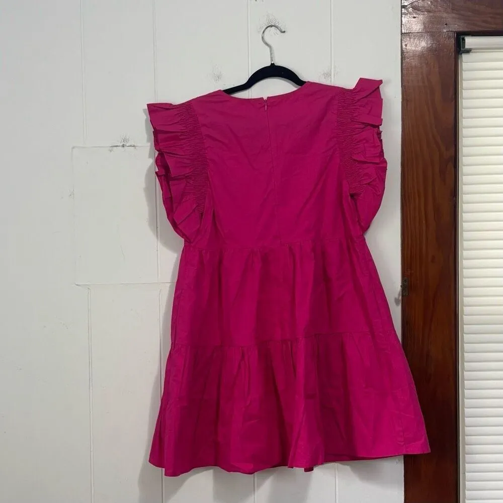 Avara Fushcia Pink‎ Ruffle Mini Dress Girlhoodcore NWT Size Large Pink - Image 3
