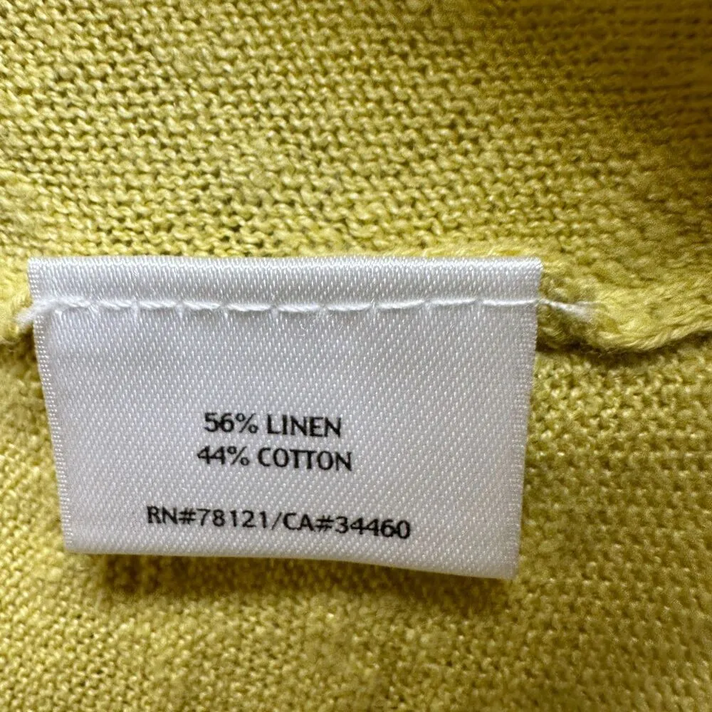 Eileen Fisher Woman Yellow Lightweight Linen Open Cardigan Women's Size 1X - Image 4