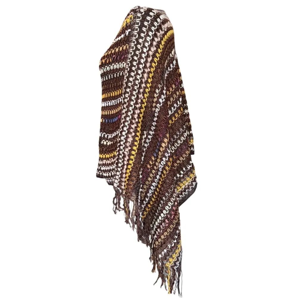 Boho Cloak Shawl Cape Shawl Triangular Shawl Wraps For Women Pincho OSFM Brown Size undefined - Image 5