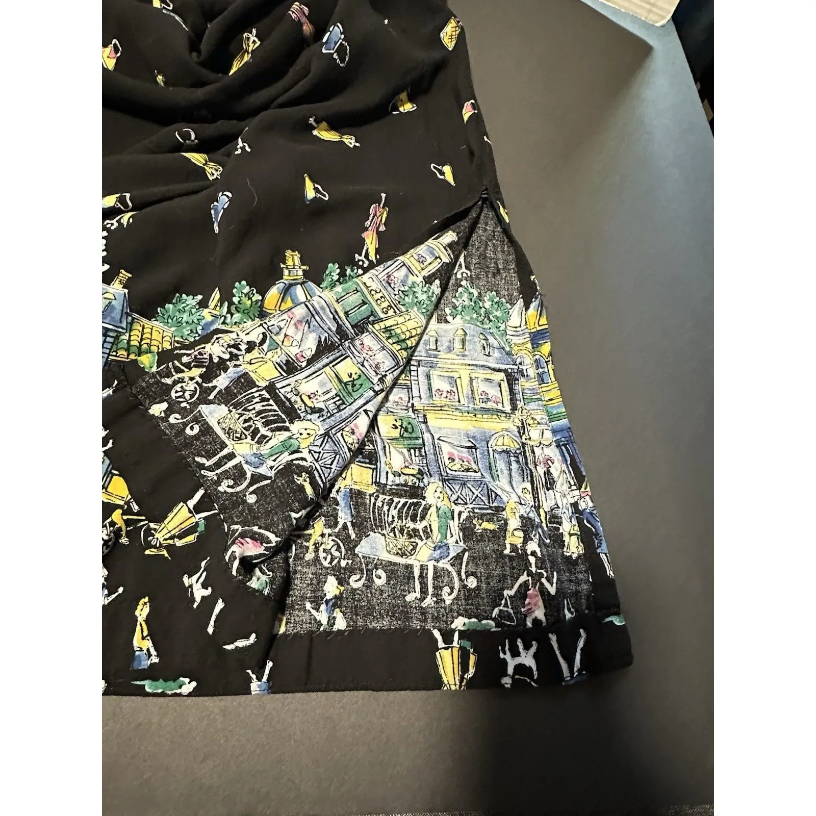 Vintage California Krush Sleeveless Floral Button Front Collared Dress 2X Black - Image 8