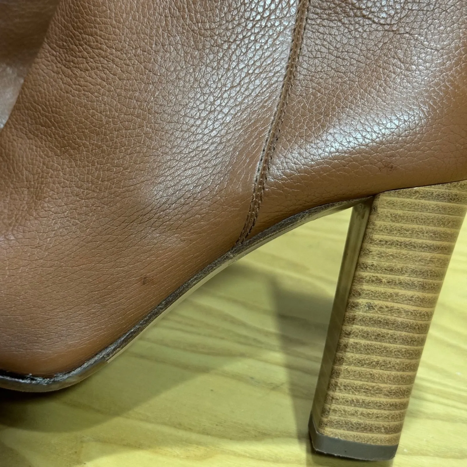 Hugo Boss Brown Leather Block Heel Ankle Boots Made in Italy Size 37/ US 7 - Image 8