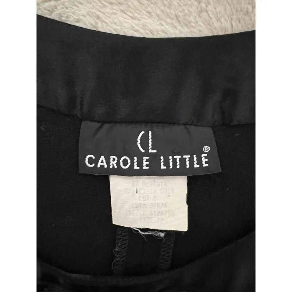 Carole Little Womens Black Tunic Top W/ Satin Bow Detail Size 12 - Image 6