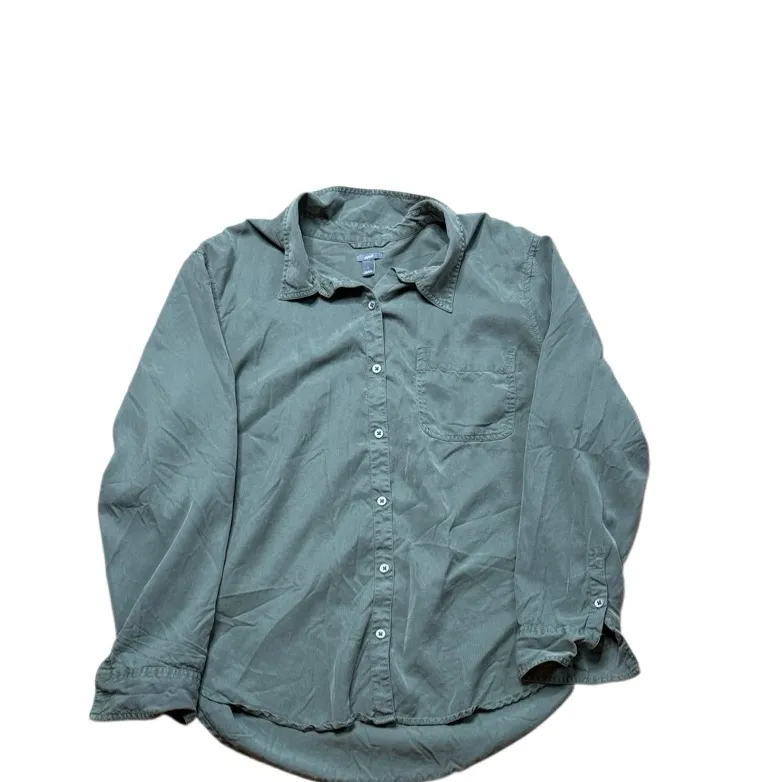 Aerie Lyocell Long Sleeve Button Up Green L super soft - Image 2