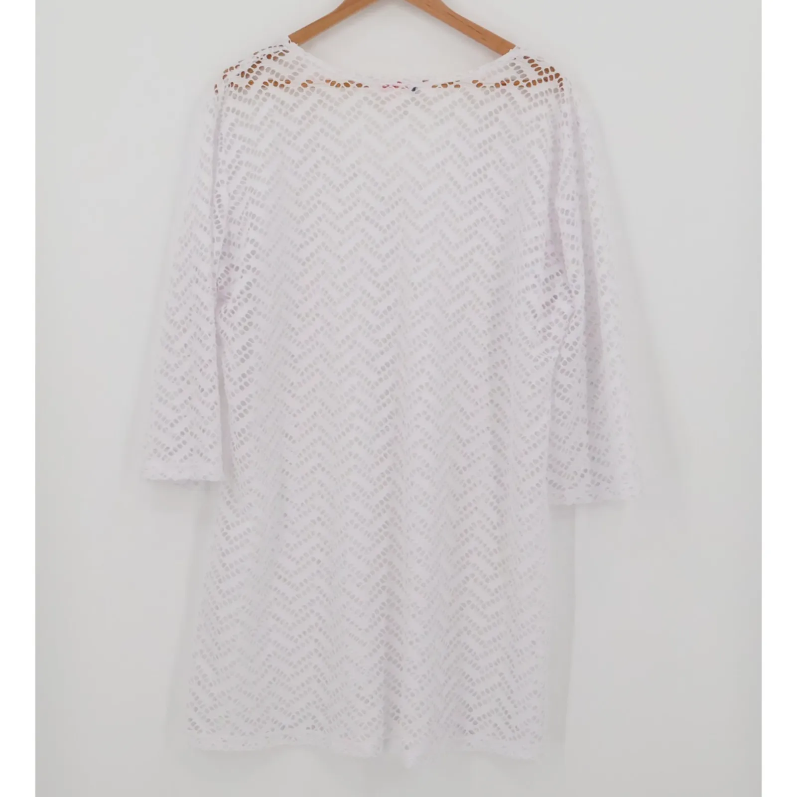 White‎ Eyelet Swim Cover Womens Sheer Resort Beach Vacation Cruise Pool One Size White Size undefined - Image 3