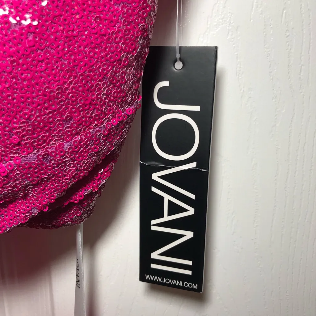 NWT Jovani Hot Pink Sequin Embellished Sexy Cut Out Jumpsuit Size 8 - Image 5