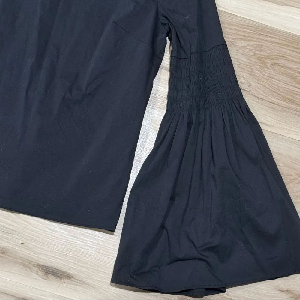 Catherine Catherine Malandrino Black Gathered Bell Sleeve Top Women’s Medium - Image 4