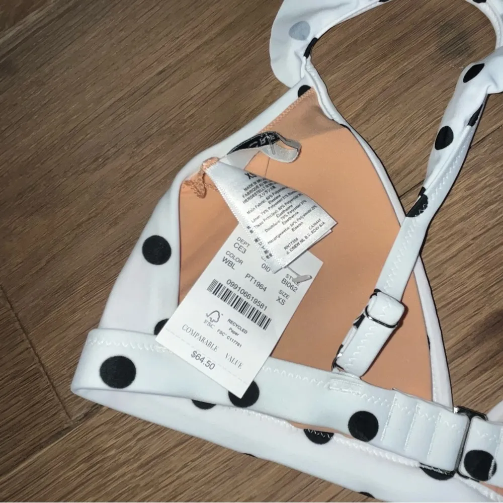 J. Crew NWT Polka Dot Bikini Top XS black and white - Image 3