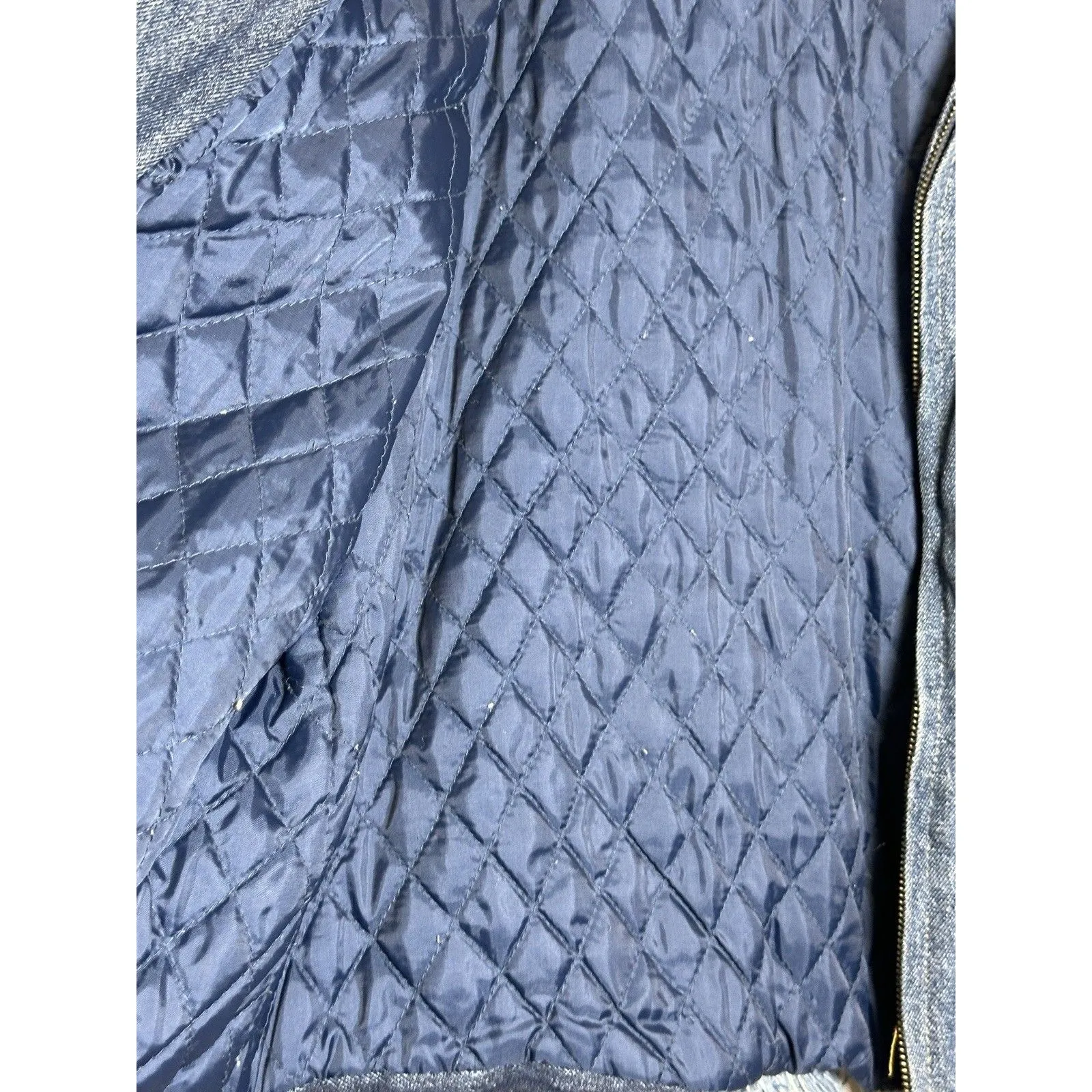 KC Womens Denim Jacket Fully Lined Zip Up Faux‎ Fur Collar Size XL Blue - Image 7