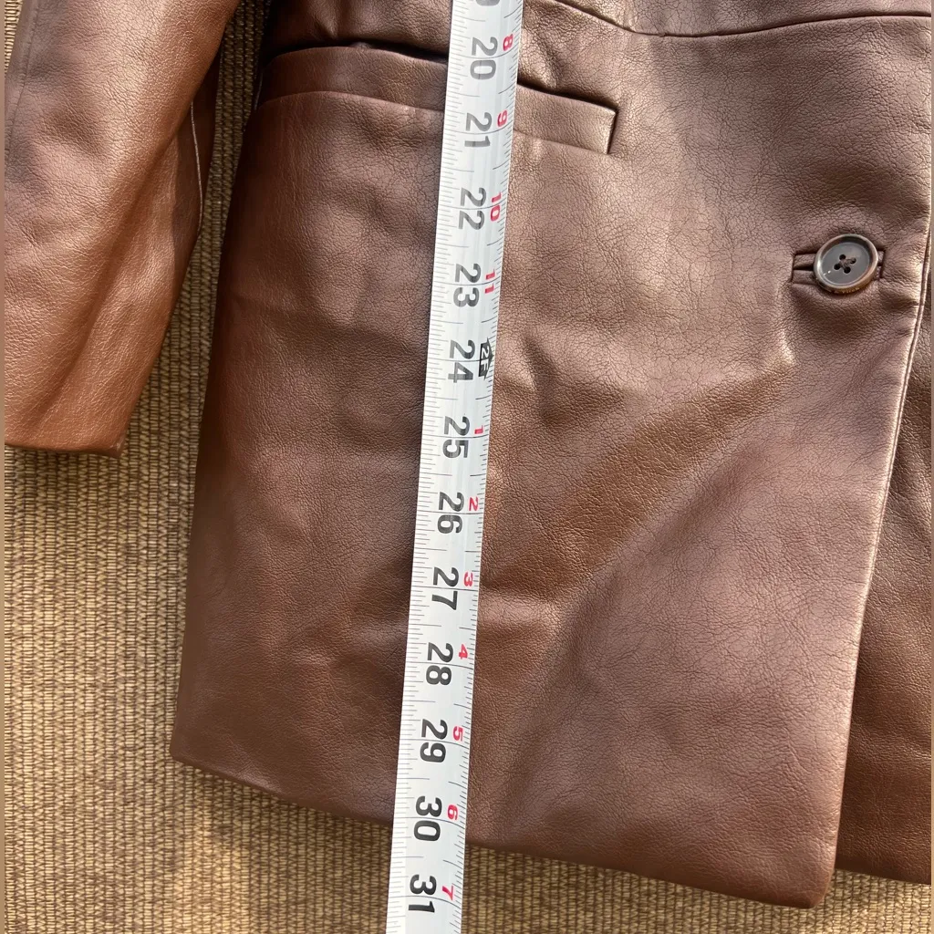 Abercrombie & Fitch Brown Vegan Leather Blazer Jacket Women’s Sz M - Image 10