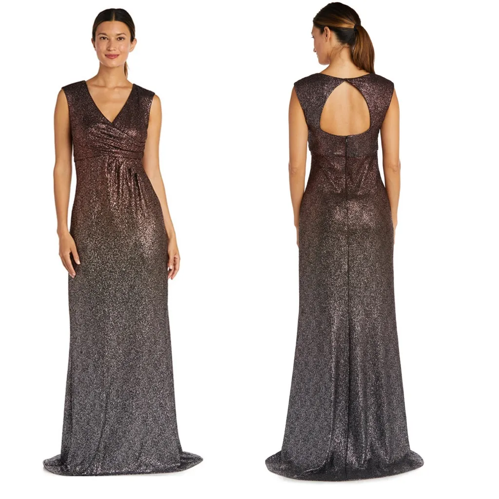 NWT R&M Richards 9116 Ombre Long Formal Dress IN BRONZE - Image 2