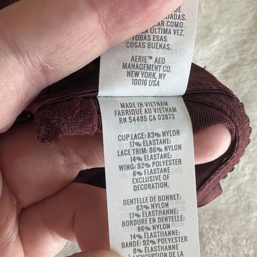 NWT Aerie Real Power Burgundy Floral Lace Balconette Bra - 34D - Image 5