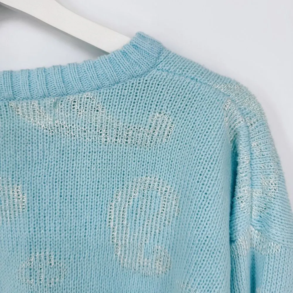 Vintage Via L.A. Paisley Knit‎ Sweater Blue Medium - Image 4