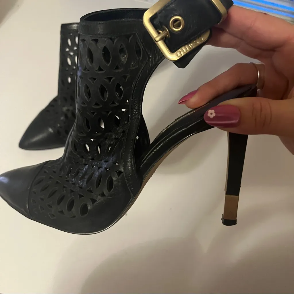 Guess Black Cutout Heeled Ankle Boots - Image 2