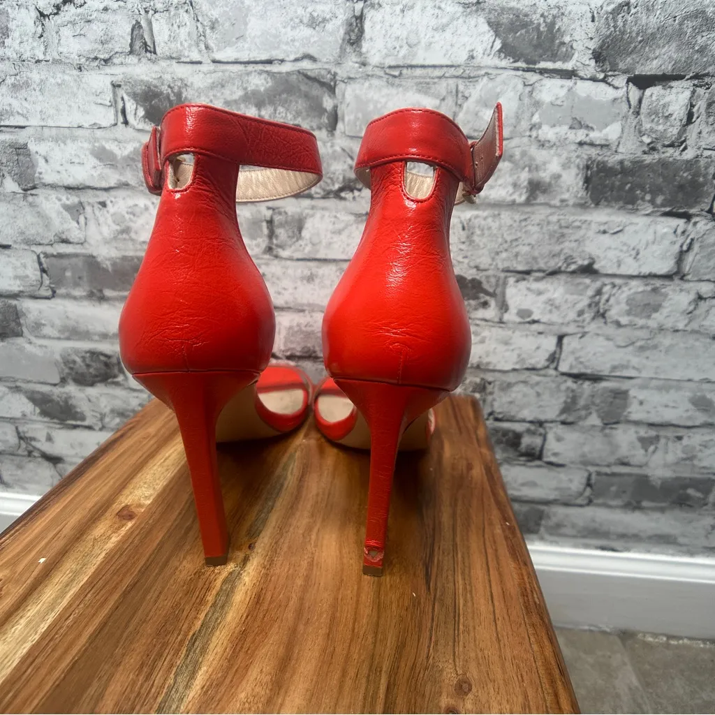 EUC Stuart Weitzman Red Ankle Strap Heels - Image 5