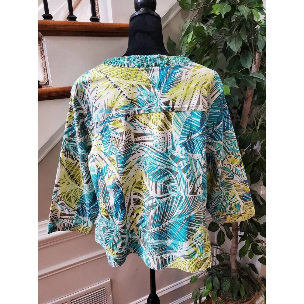 Ruby Rd. Women Multicolor Cotton Long Sleeve Button Front Jacket Blazer Size 22W - Image 8