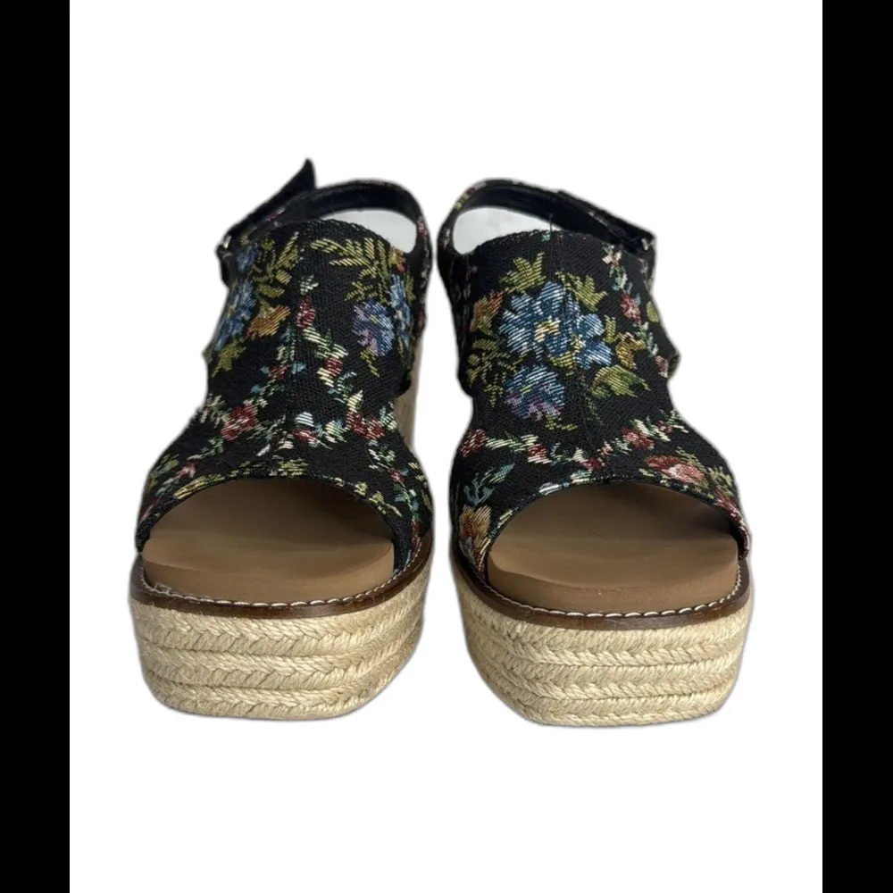 Corkys Shoes Womens Size 10 Wedge Sandals Espadrille Platform Floral Summer Black - Image 2