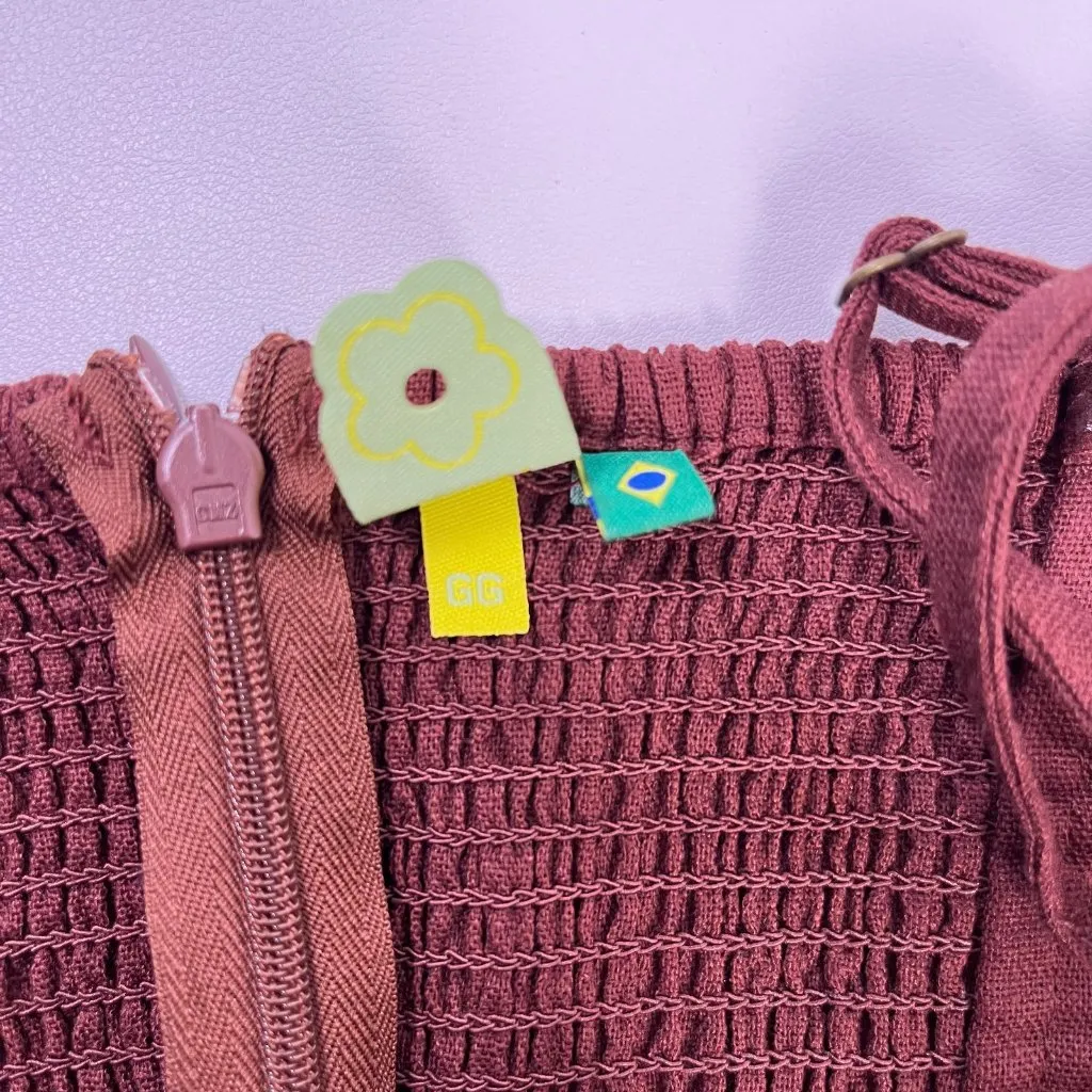 NWOT Farm Rio Linen Blend Sleeveless Halter Wide Leg Jumpsuit Sz XL Brown - Image 11