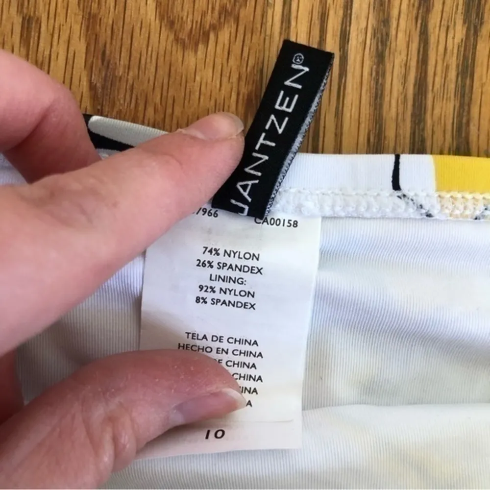 NEW NWT JANTZEN White Yellow Gray Black Floral Tie Knot Y2K Bikini BOTTOM 10 - Image 5