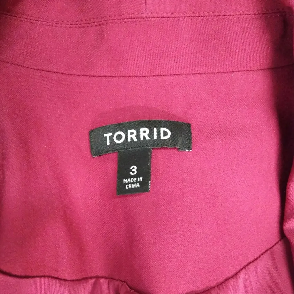 Womens TORRID Maroon Red Open Blazer Sz 3 - Image 5