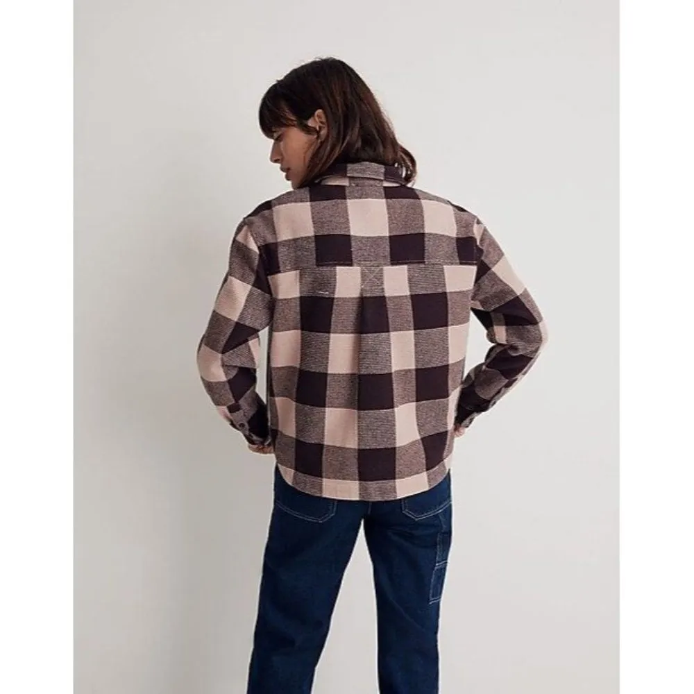 Madewell Waffle Half-Zip Popover Pink Plaid Long Sleeve Top S - Image 27