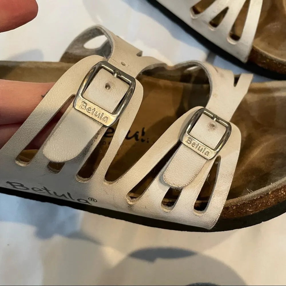 Be Tula By Birkenstock White Double Buckle Comfort Sandals 6 - Image 5