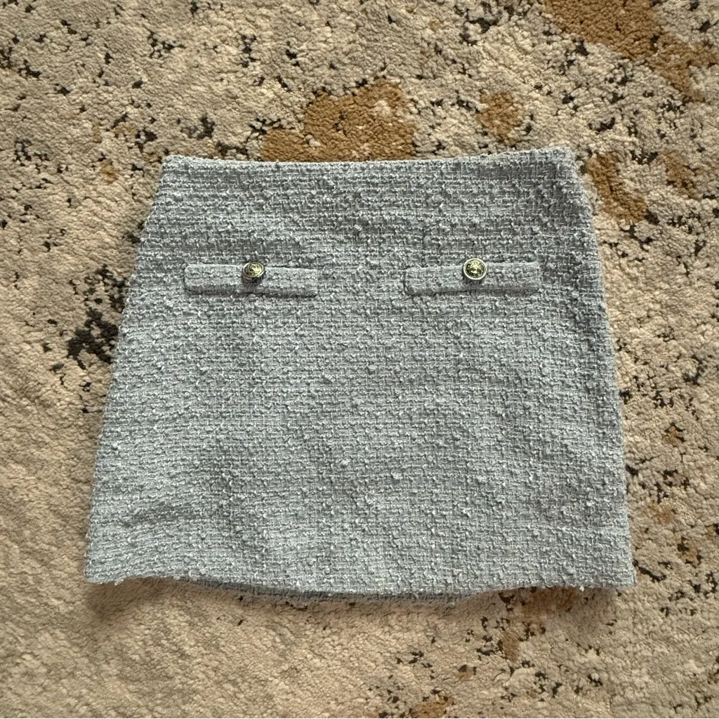 H&M Light Blue Tweed Skirt - Image 2