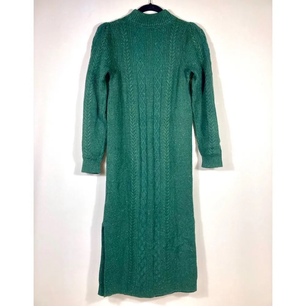 Marine Layer Olina Long Sleeve Donegal Sweater Midi Dress Green Gables Small NWT - Image 7
