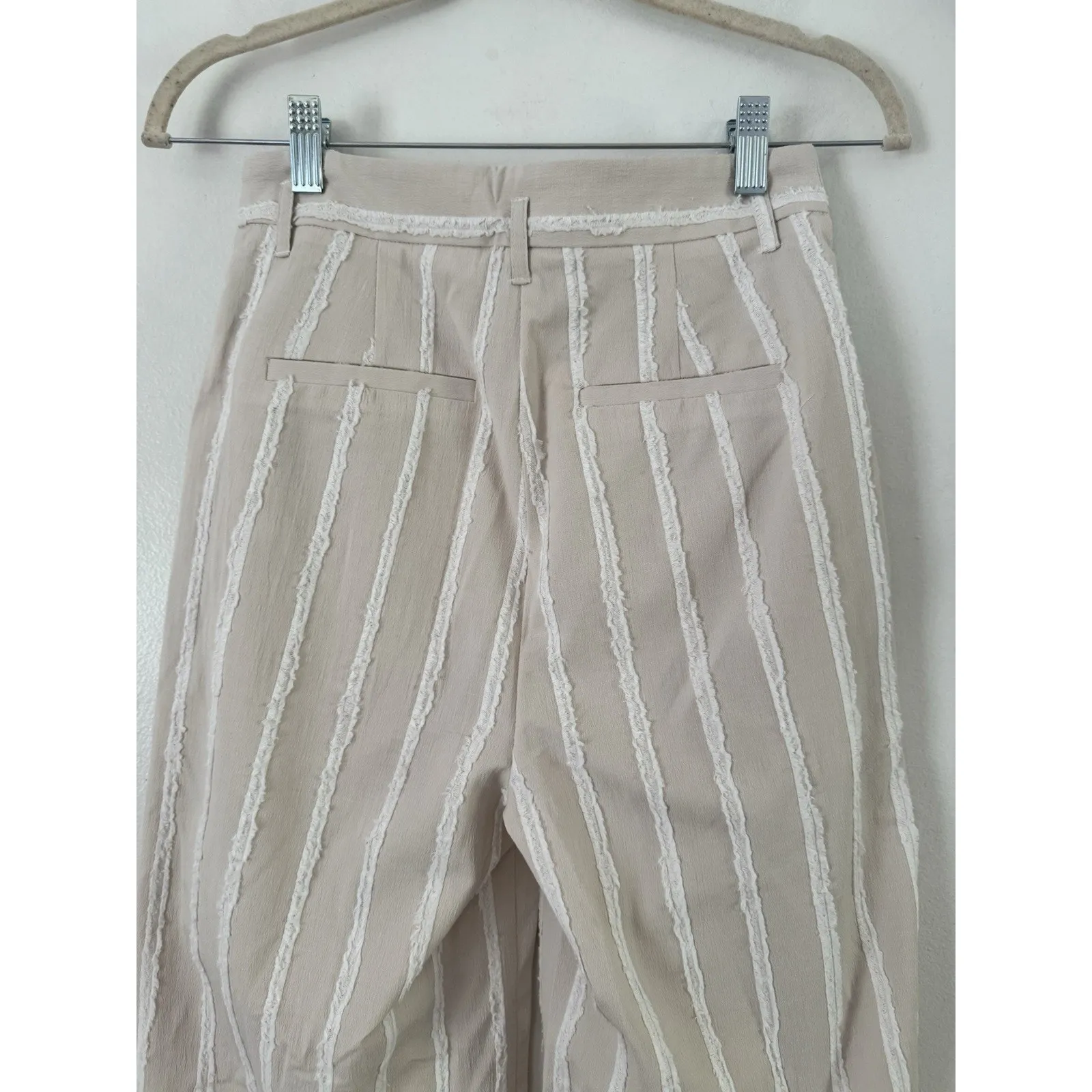 NWT ASOS TopShop Textured Striped Beige Wide Leg Pants Women’s Size 4 - Image 9