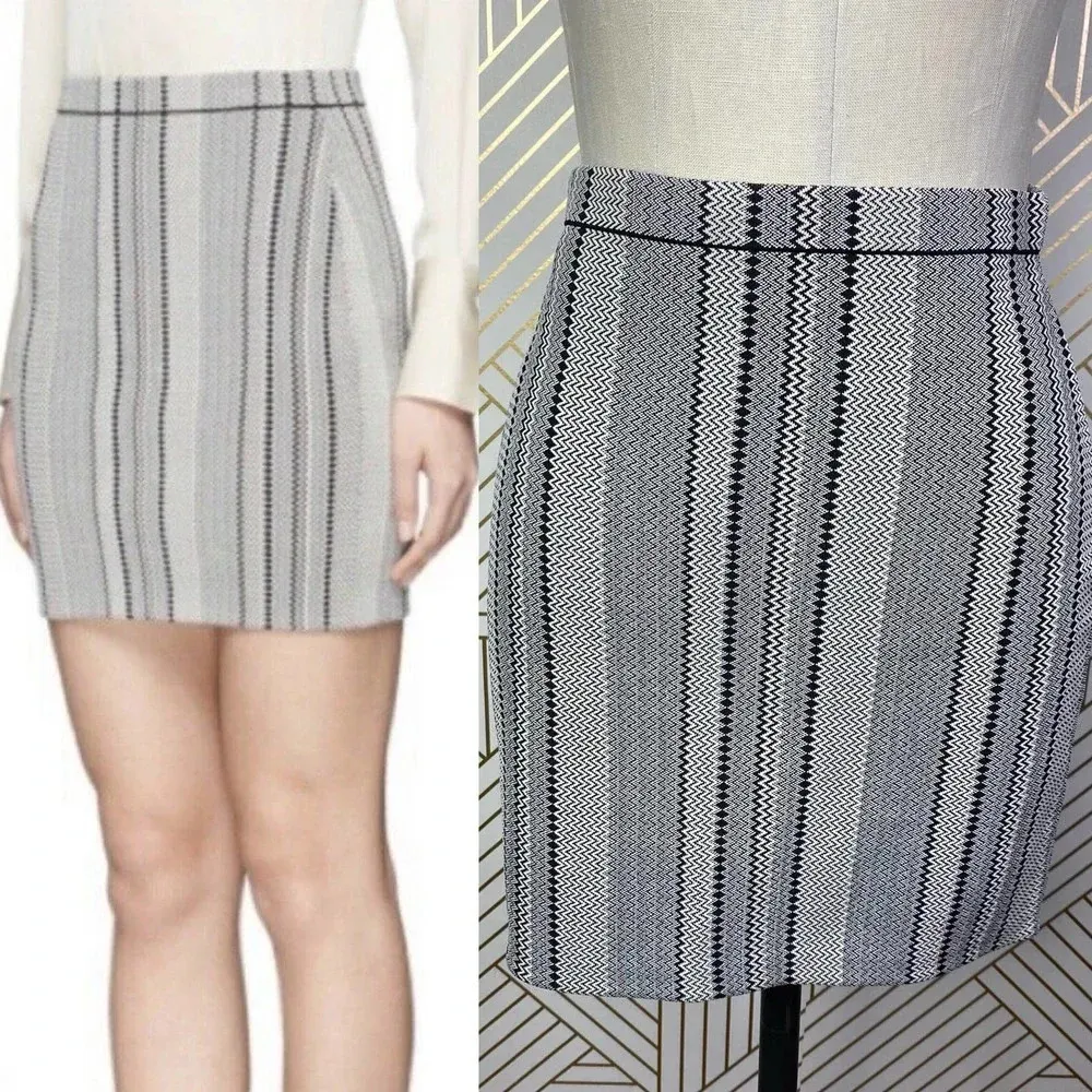 Theory Nellida Zig-Zag Stripe Mini‎ Knit Skirt in Black & Cream Size US Small - Image 2
