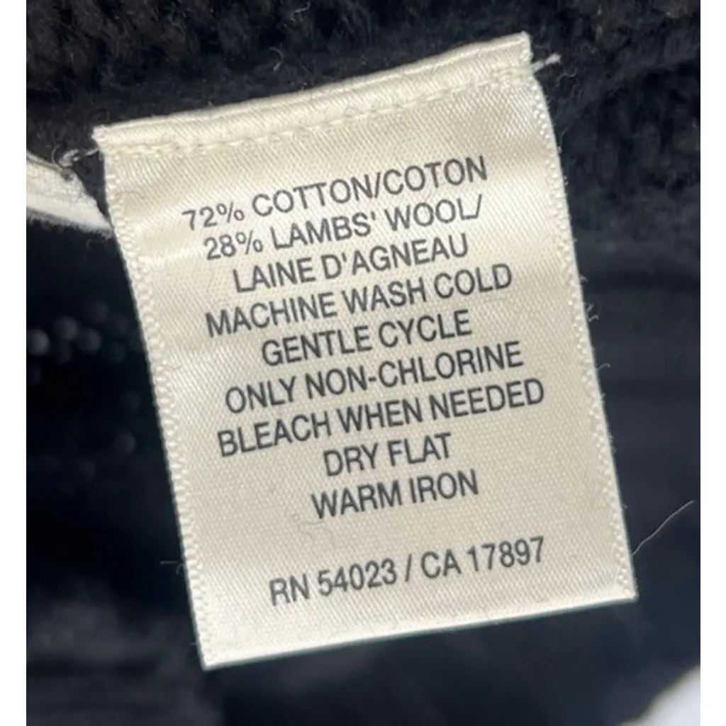 VTG Old Navy Black Knit Sweater Large Fair Isle Sleeve Kangaroo Pocket Lambswool - Image 7