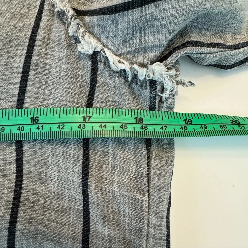 Bella Dahl Shirt Dress A-line Raw Hem Long Sleeve Roll Tab XS Grey Stripe Casual - Image 11