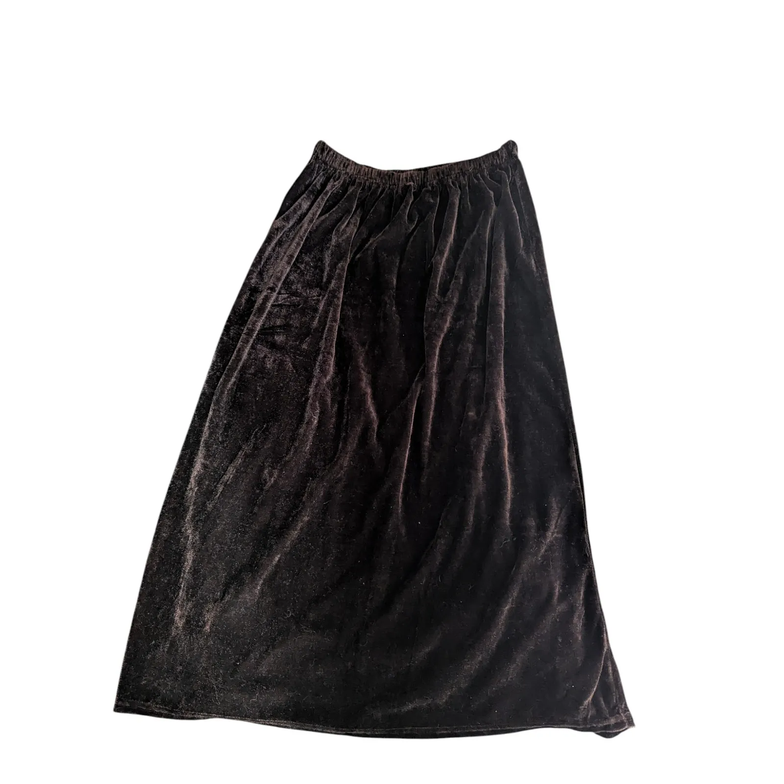 Vintage Brown Velvet Midi Skirt with Glitter Floral Design Goblincore - Image 2
