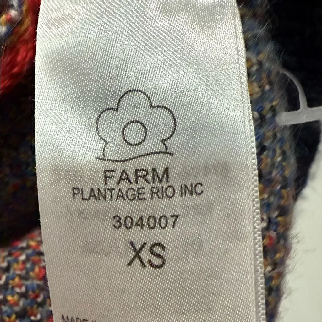 Farm Rio Vintage Forest Red Blue Stripe Mixed Oversized Cozy Cardigan Boho XS - Image 7